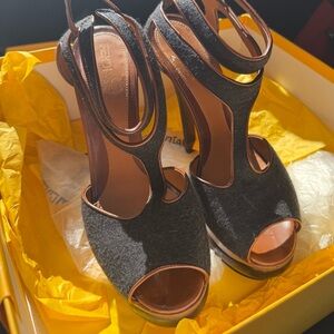 Fendi Black and Brown Strappy Heels